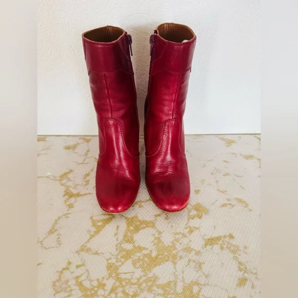 🔥🔥FINAL CLEARENCE🔥🔥 MARC JACOBS Made in Italy Red Leather Bootie - Picture 4 of 14